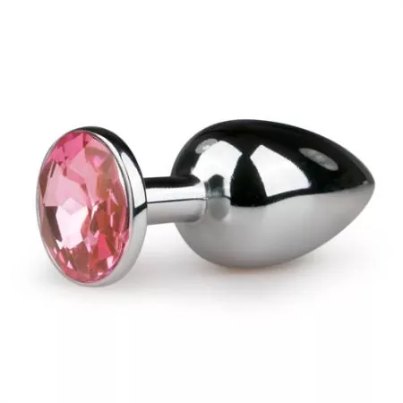 Butt Plug aus Metall - rosa Zierstein - Sexspielzeug