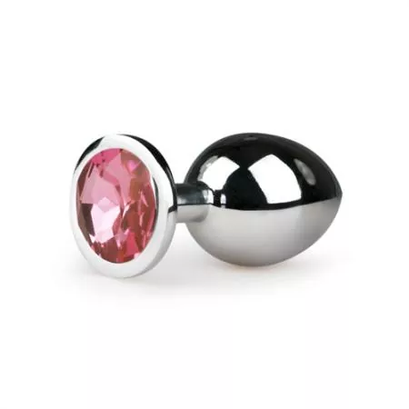 Butt Plug aus Metall - rosa Zierstein
