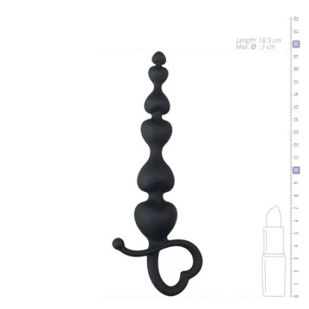 Schwarze Analkugeln mit herzförmigem Griff