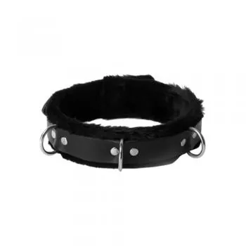 Lederhalsband mit Pelzfutter
