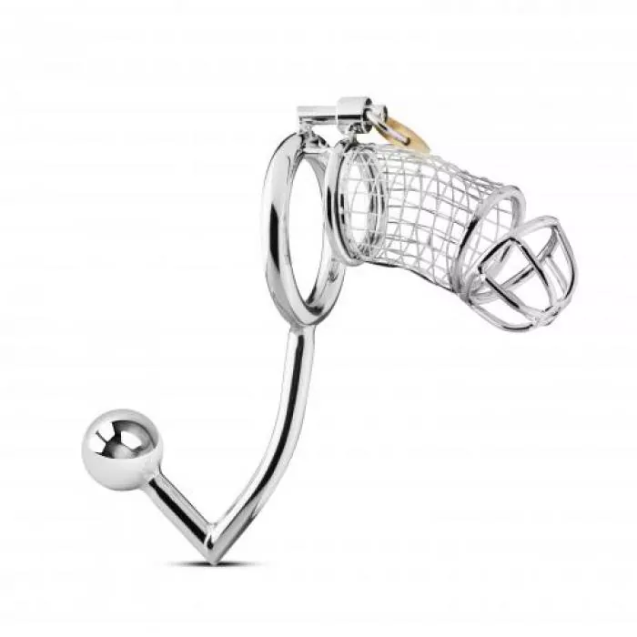 Peniskäfig aus Metall mit Analhaken Peniskäfig aus Metall mit Analhaken
