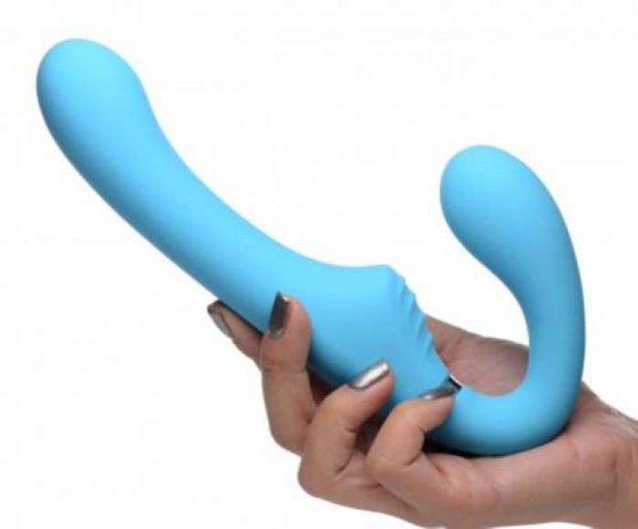 Strap-on 'Mighty Rider' - Vibrierend, halterlos - Blau Strap-on 'Mighty Rider' - Vibrierend, halterlos - Blau
