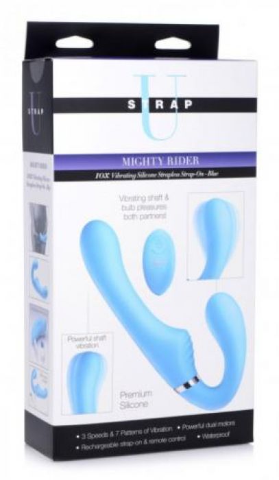 Strap-on 'Mighty Rider' - Vibrierend, halterlos - Blau Strap-on 'Mighty Rider' - Vibrierend, halterlos - Blau